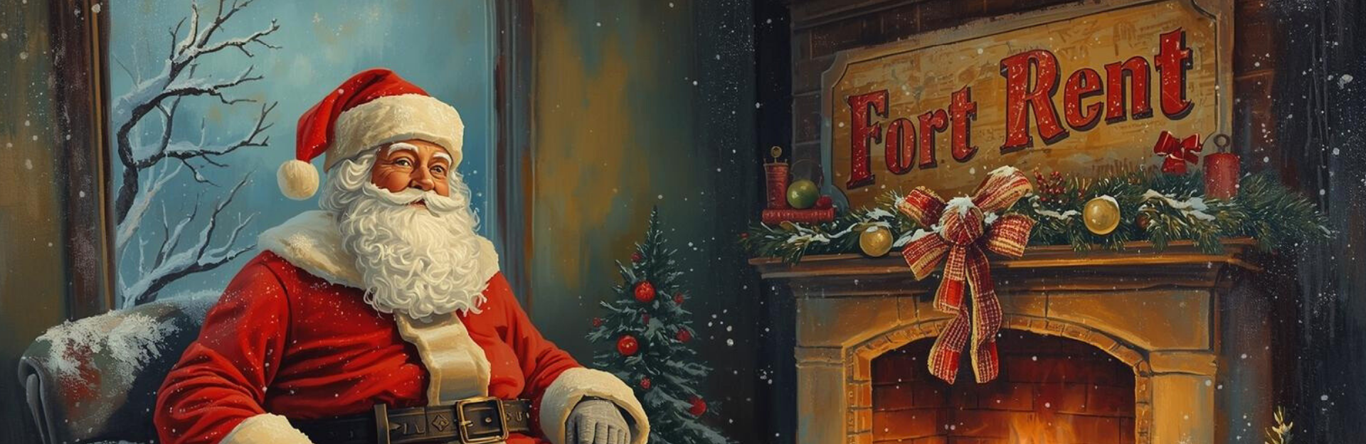 santa claus for rent by fireplace
