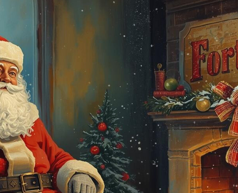 santa claus for rent by fireplace