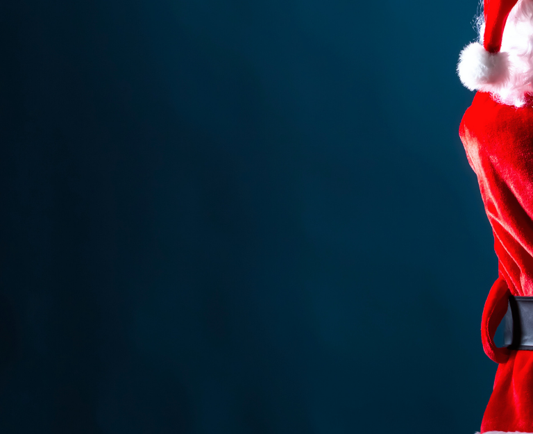 santa holding presents