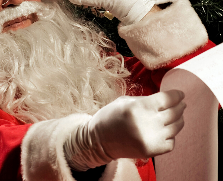 santa looking at list